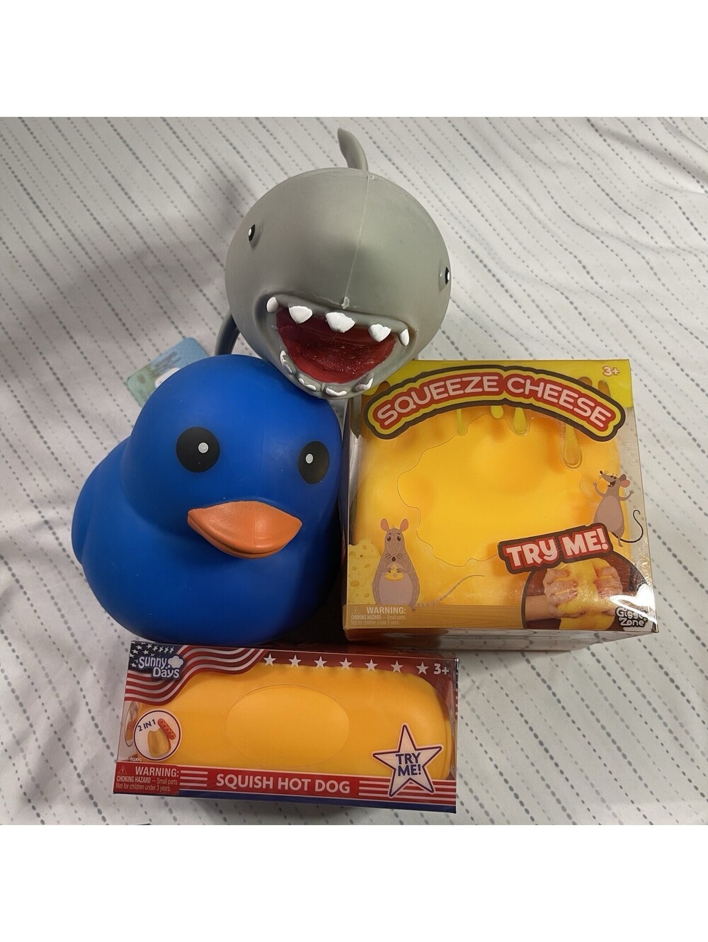 Smushmart Jumbo Squeezy Bundle Of 4✨ Shark, Blue Duck, Cheese, & Hot Dog